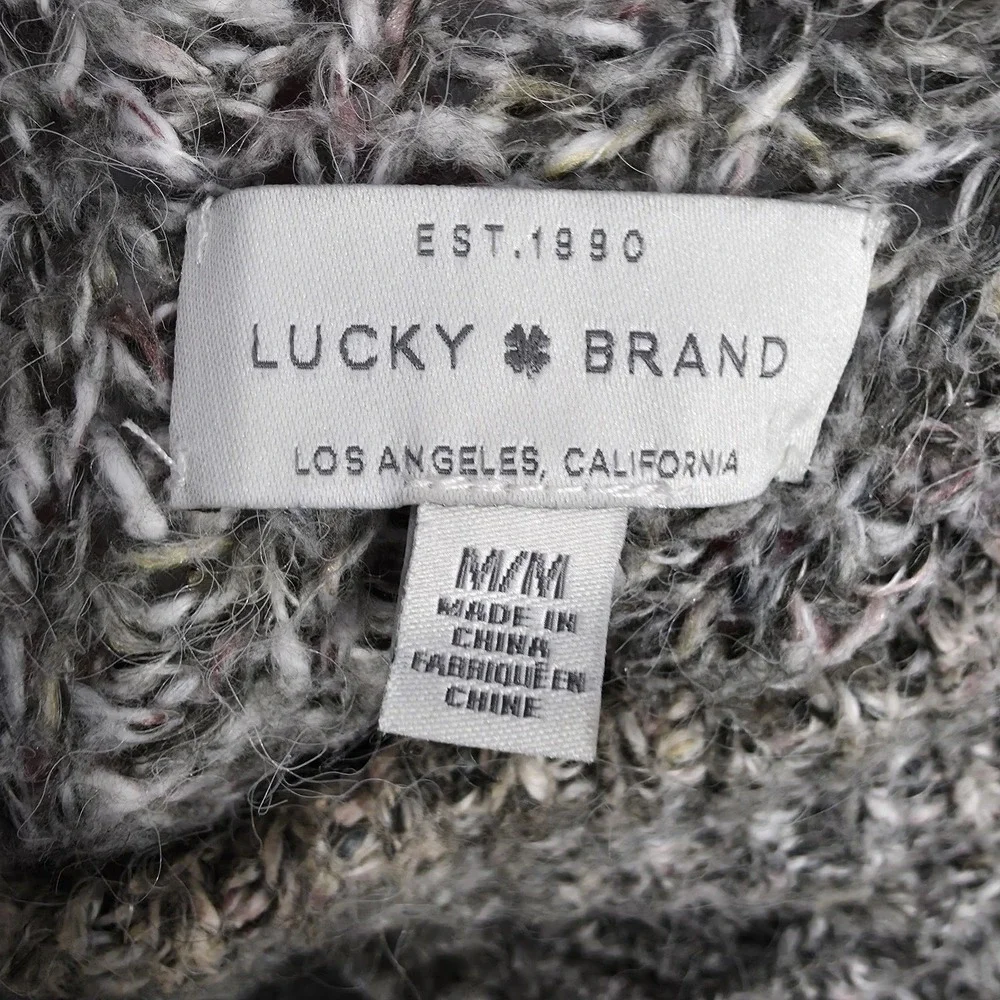 Lucky Brand Sweater Womens M Gray Chunky Knit Pullover Cottagecore‎ Grandmacore